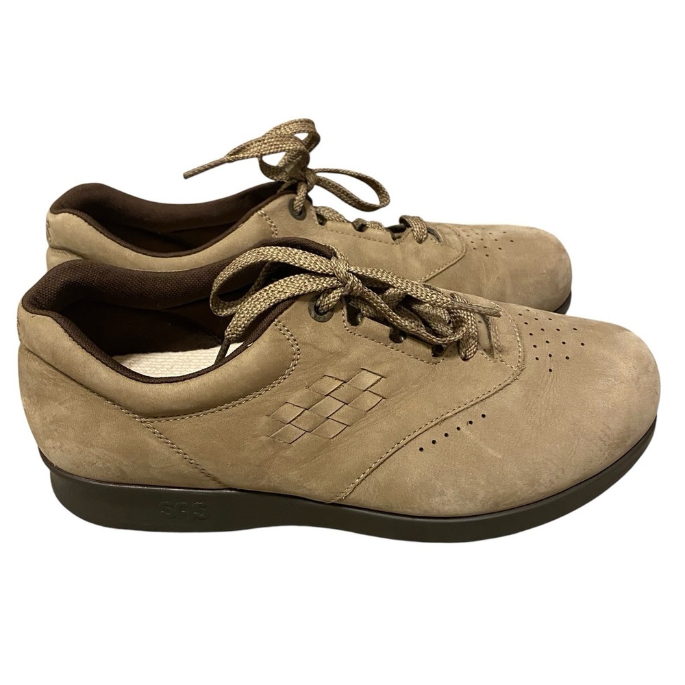 SAS Free Time Walking Shoes Women 8 WW Sage Nubuck Suede Comfort Lace Up